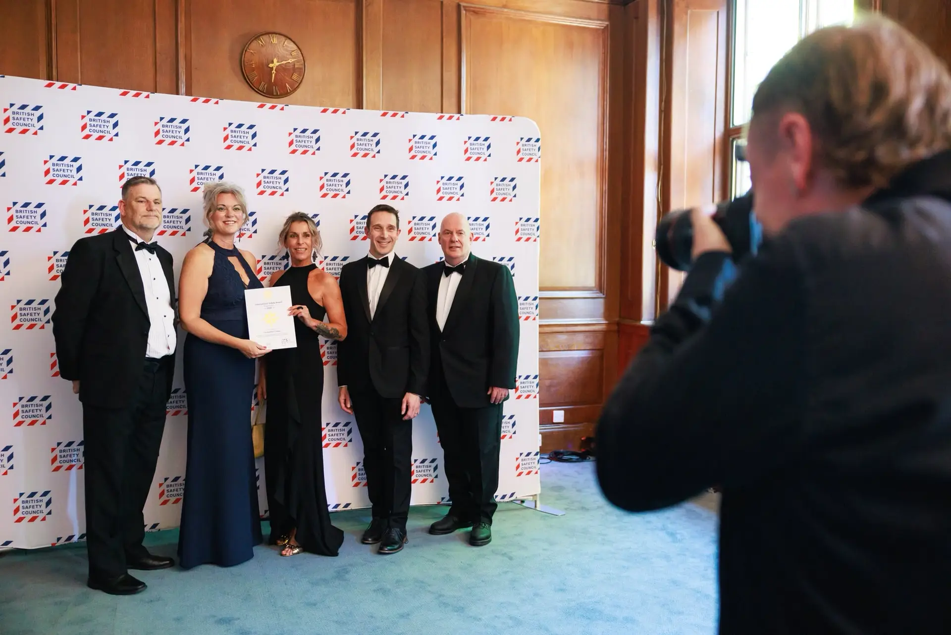 SC team on stage at a safety awards presentation